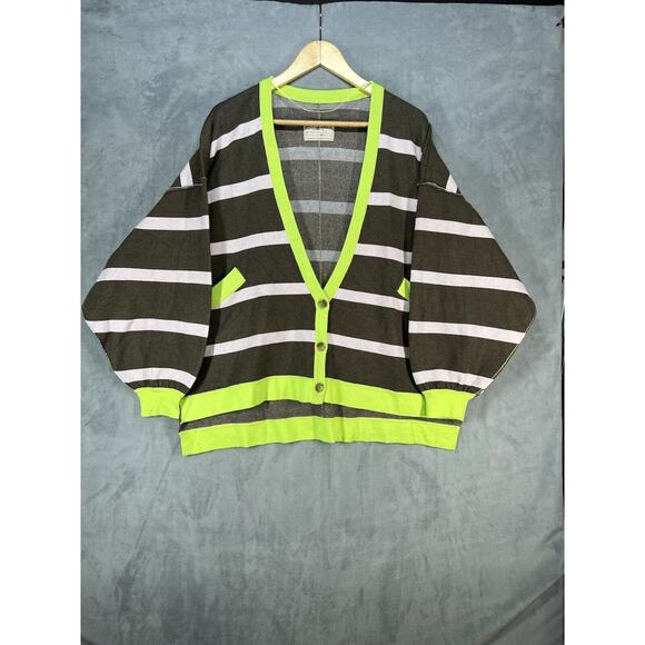 Free People We The Free Manny Cardi Brown Stripe Cardigan Sweater Size X-Small - Picture 2 of 9